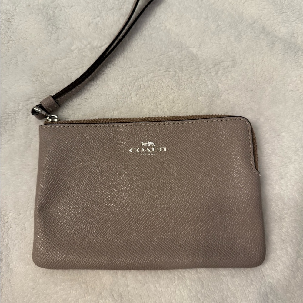 Coach Taupe Leather Wristlet